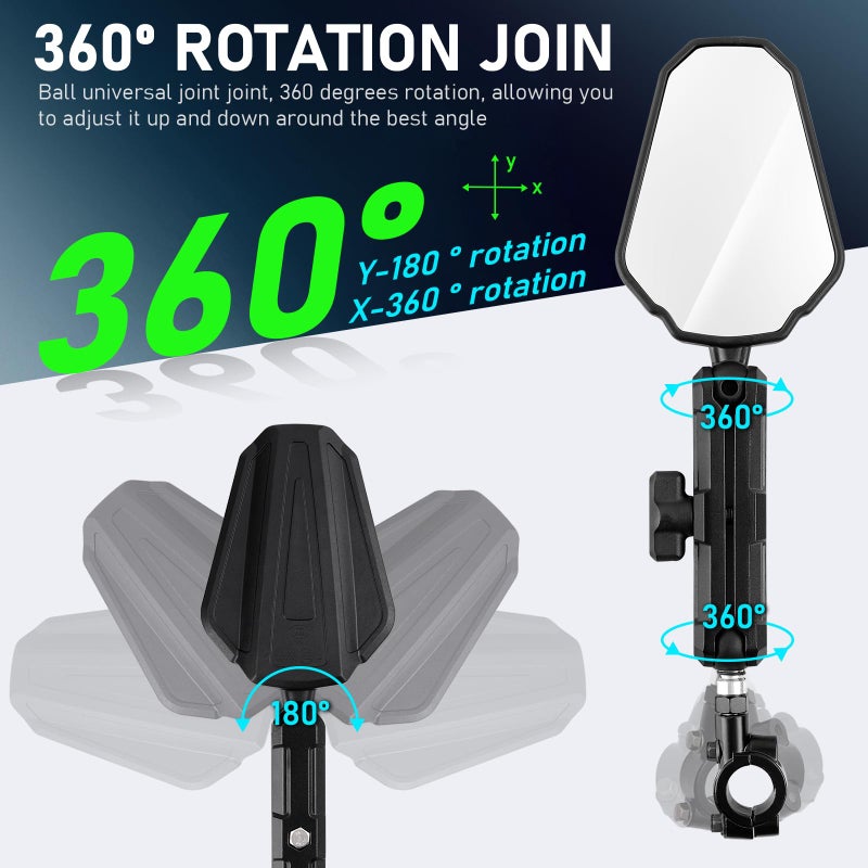 DREAMIZER مرايا دراجة نارية من DREAMIZER Adventure مقاس 8 مم 10 مم مرآة جانبية للدراجة النارية، مرايا رؤية خلفية بمقود عالمي مقاس 7/8 بوصة، مرآة ATV مزدوجة الأسطوانة قابلة للتعديل متوافقة مع Honda CRF Kawasaki Scooter - Image 2